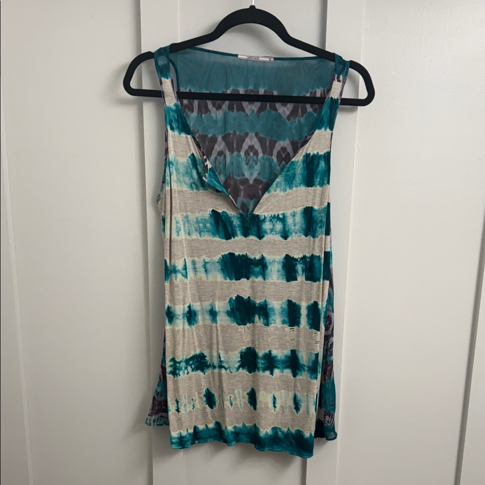 Language Teal and Cream Tie-Dye Camisole